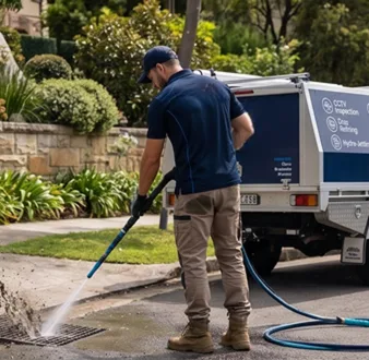 Plumber tracing a drain smell in Pyrmont